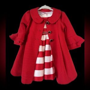 Blueberi Blvd toddler 18M Red/White Candy Cane Christmas Holiday Dress (2piece)